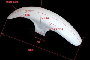 Front mudguard Ducati UNIVERSAL, GRP - dimensions