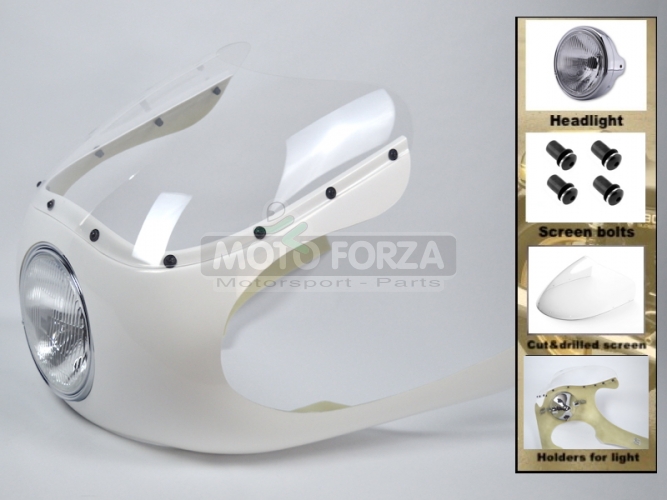 Motoguzzi Lemans 1-3 / UNI - Upper Half Fairing - with Headlight 7 Inch - SET - GRP + clear screen