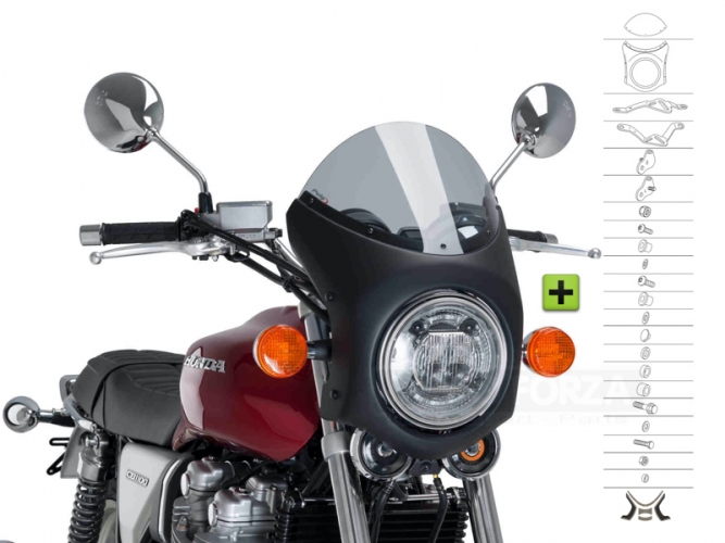 UNI Upper Fairing RETRO SEMI HALF FAIRING - SET - Honda CB 1100 2013-2019 