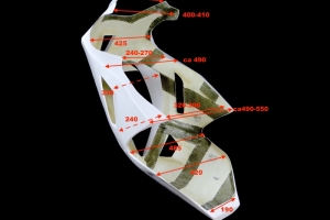 Moto 2 ICP Caretta 2010-2012 Front fairing Racing - incl. DZUS Quick fasteners SET, dimensions