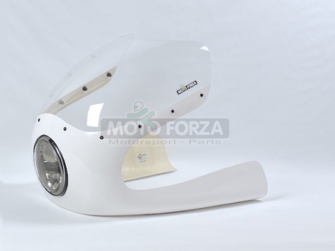 SET - UNI Upper Fairing 350-1000cc - with LED Headlight 5 3/4 Inch, GRP fibreglass -with light smoke windshield - 