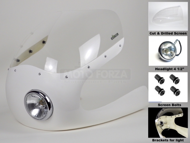 SET - Fairing GRP, with drilled screen, headlight with holders, Headlamp 4 1/2 inch
